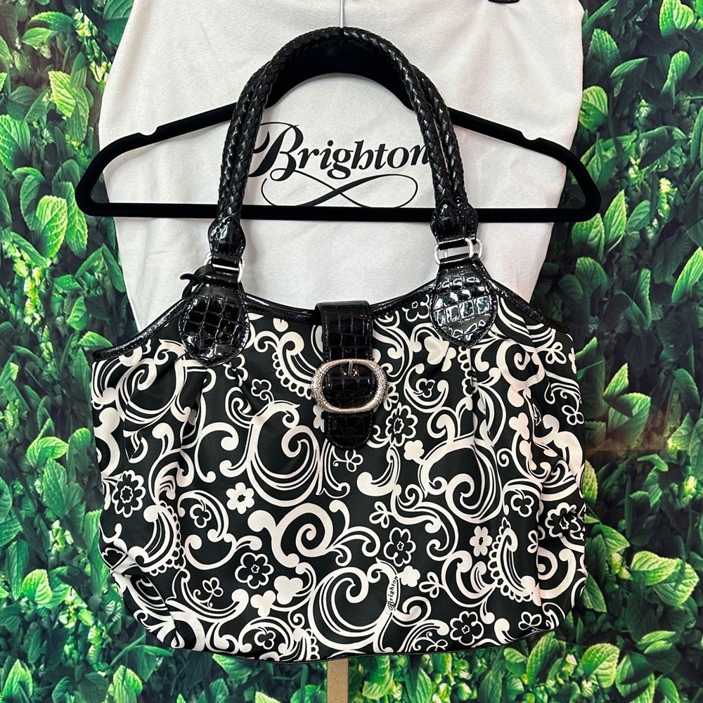Brighton Black and White Swirl Shoulder Bag with DustBag, Brand New!
